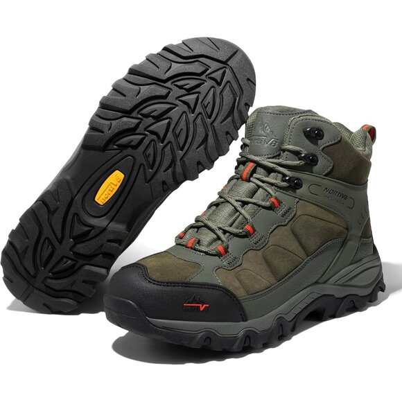 NORTIV 8 Men\'s Hiking Boots Mid Trekking Mountaineering Shoes Army Green main image 4